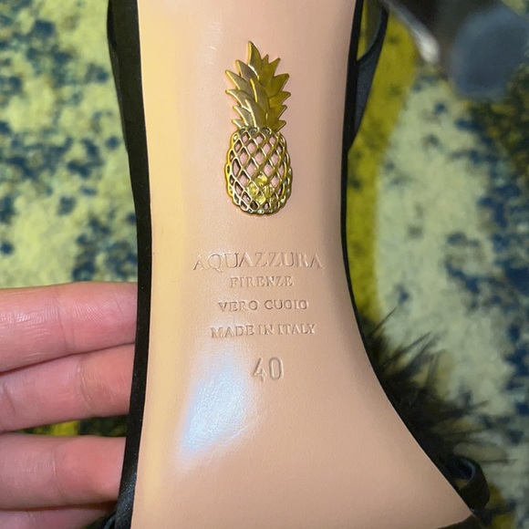 ❌SOLD❌ AQUAZZURA 40
Black Boudoir Feather-Trim Sandals - Picture 10 of 11